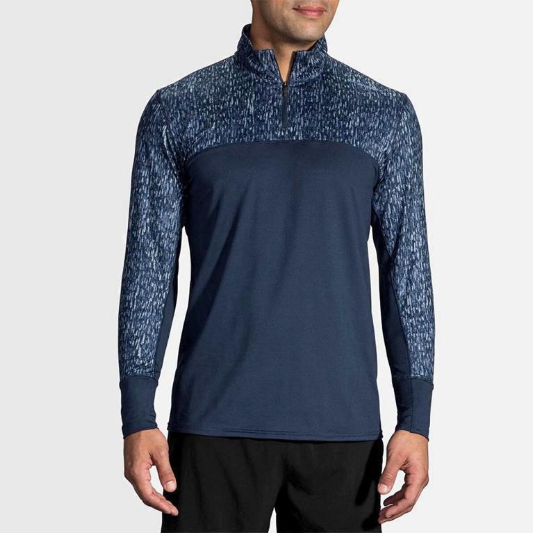 Brooks Men's Dash Half Zip Running Jackets Singapore - Blue (12463-DBMZ)